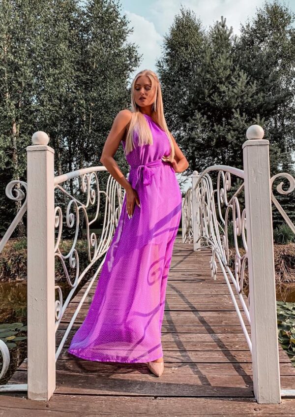 sukienka w groszki dla druhny (Copy) Sukienka szyfonowa maxi w groszki - Violet