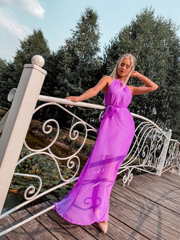 szyfonowa sukienka w groszki fiolet (Copy) Sukienka szyfonowa maxi w groszki - Violet