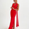 1. Sukienka maxi z wiązaniem – czerwona Tie-up maxi dress - RED