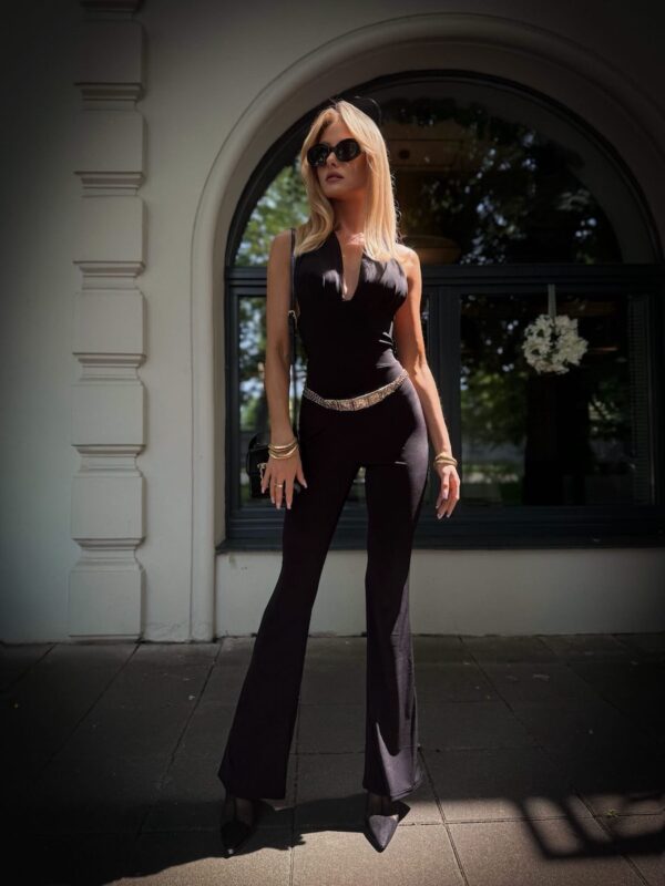 IMG_5936 Classic tie-neck jumpsuit - BLACK
