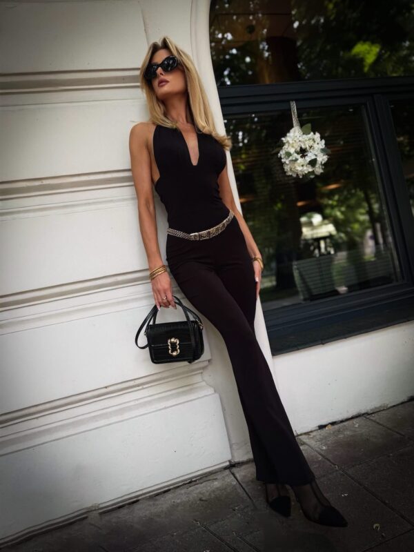 IMG_5938 Classic tie-neck jumpsuit - BLACK