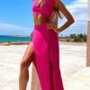 spódnica plażowa maxi Long skirt with slit on both sides - AMARANT