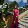 image00004 Classic tie-neck jumpsuit - AMARANT