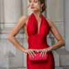 IMG_2774 Maxi dress with back cutout and decorative rose - RED