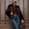 Elegant fur jacket - BURGUND