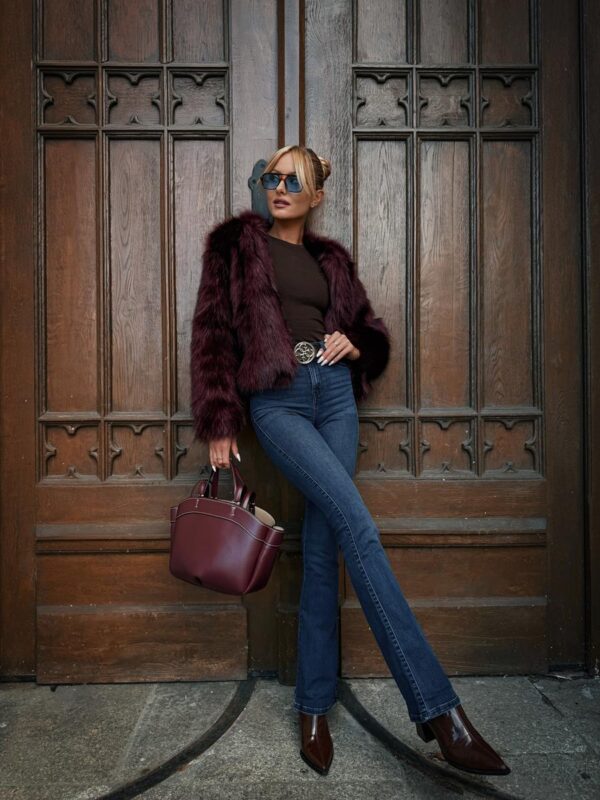 Elegant fur jacket - BURGUND