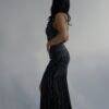 Evening black maxi dress with a slit - Black Diamond