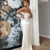 Satynowa sukienka maxi - NOCTURNE SILK - w odcieniu Ivory