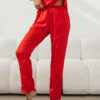 Satin Pyjama Set with Long Pants - Scarlet Lace - Red