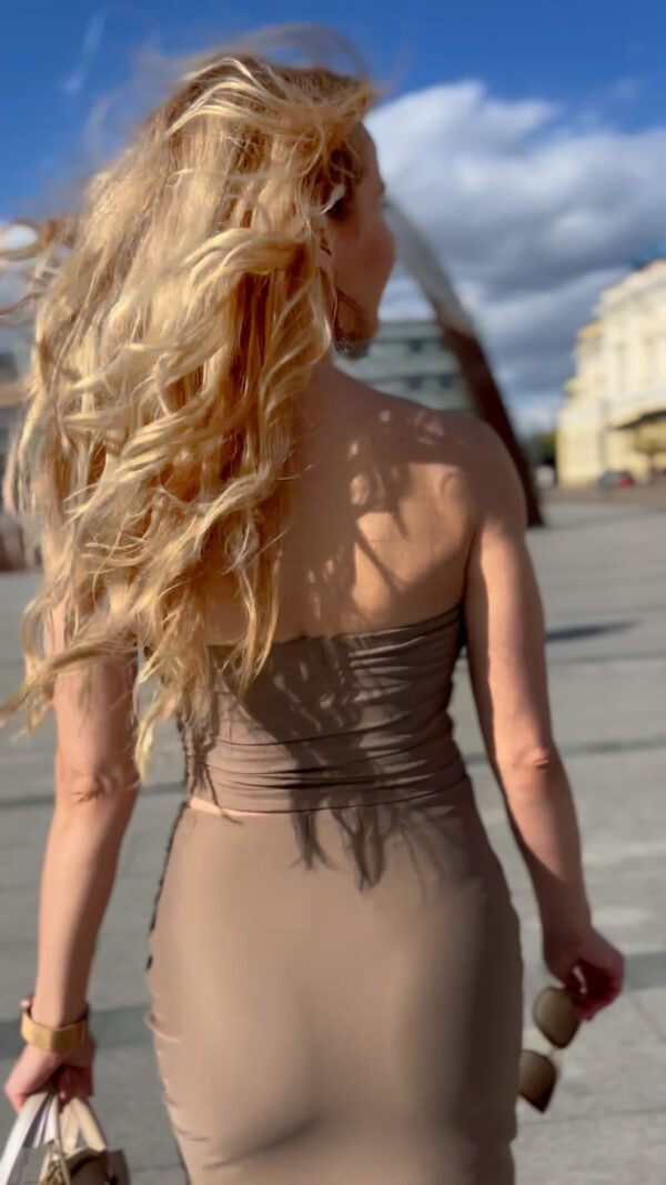 Elegancki komplet ze spódnicą - taupe Elegancki komplet ze spódnicą - Taupe