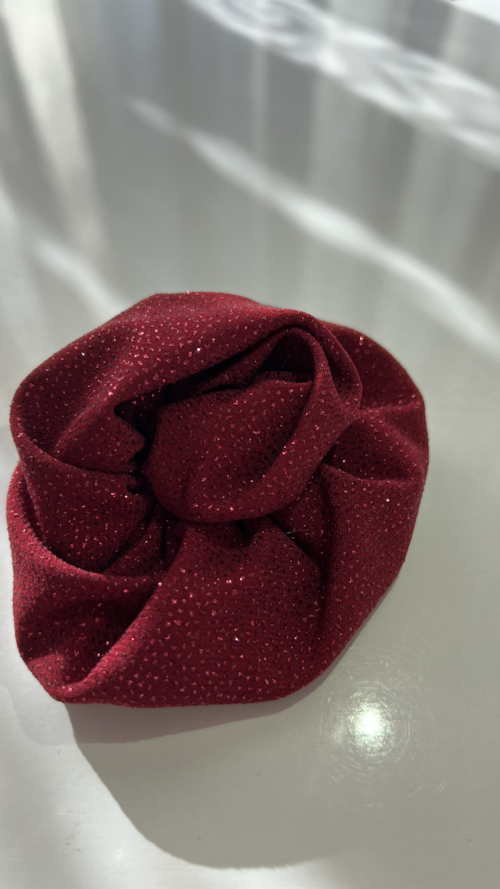 Burgundy Glitter Rose Hair Clip - MINI