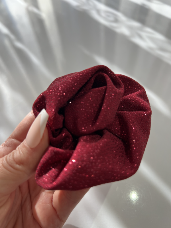 Burgundy Glitter Rose Hair Clip - MINI