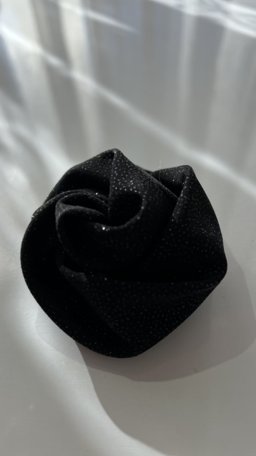 Black Glitter Rose Hair Clip - MINI