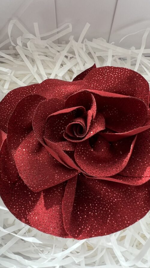Burgundy Glitter Rose Brooch – Hair Clip | YOLO LOOK